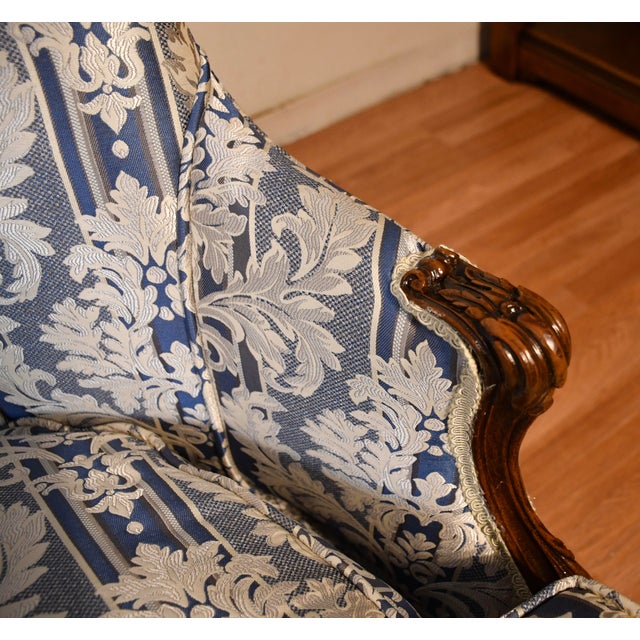 1900s Antique French Louis XV Walnut High-Back & Spring-Seat Loveseat / Settee For Sale - Image 6 of 16