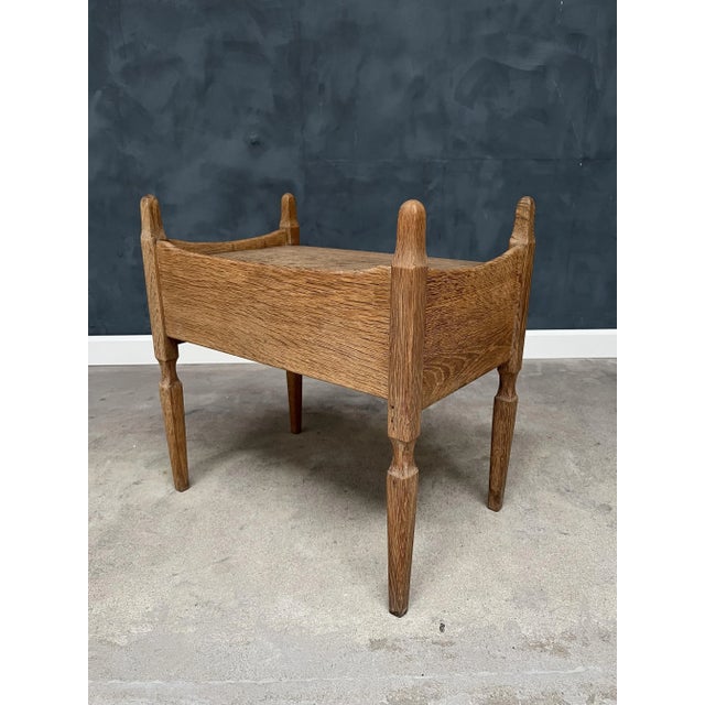 Mid-Century Modern Vintage Oak Nightstand with Brass Handle by Henning Kjærnulf, 1950s For Sale - Image 3 of 8