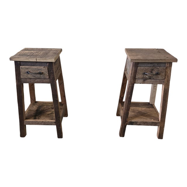 Early 20th Century Handcrafted Reclaimed Teak Rustic Side Table With Drawer For Sale
