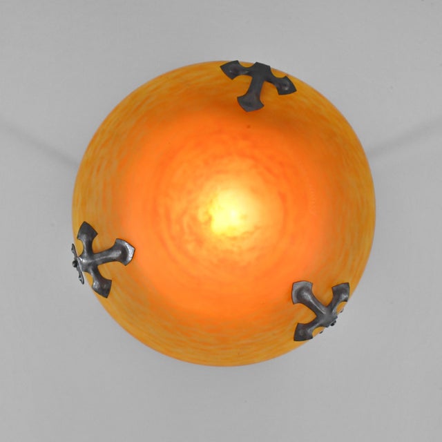 French Art Deco Pendant Light by Daum & Majorelle - 1925 Chandelier France For Sale - Image 9 of 13
