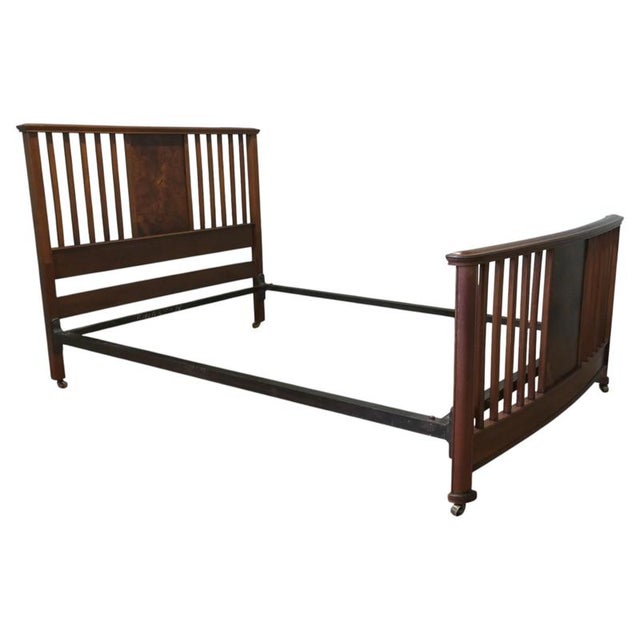 Wood Edwardian Bur Walnut Double Bed, 1900 For Sale - Image 7 of 7