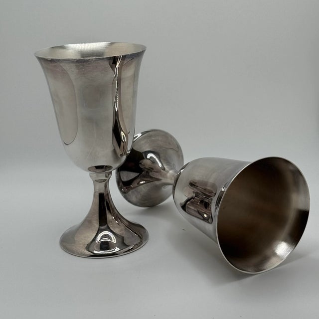 1950s Midcentury f.b. Rogers Silverplate Holloware Wine or Water Goblets, Set of 8 For Sale - Image 5 of 6