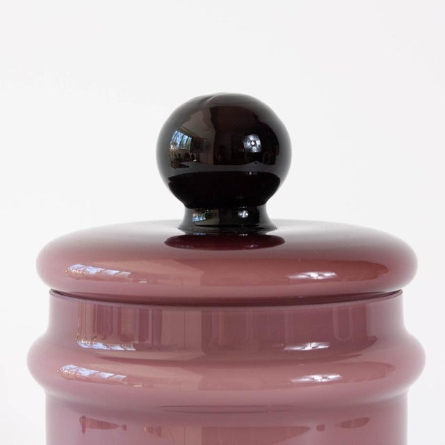 1960s Vintage Portuguese Purple Opaline Glass Jar with Lid, 1960s For Sale - Image 5 of 12