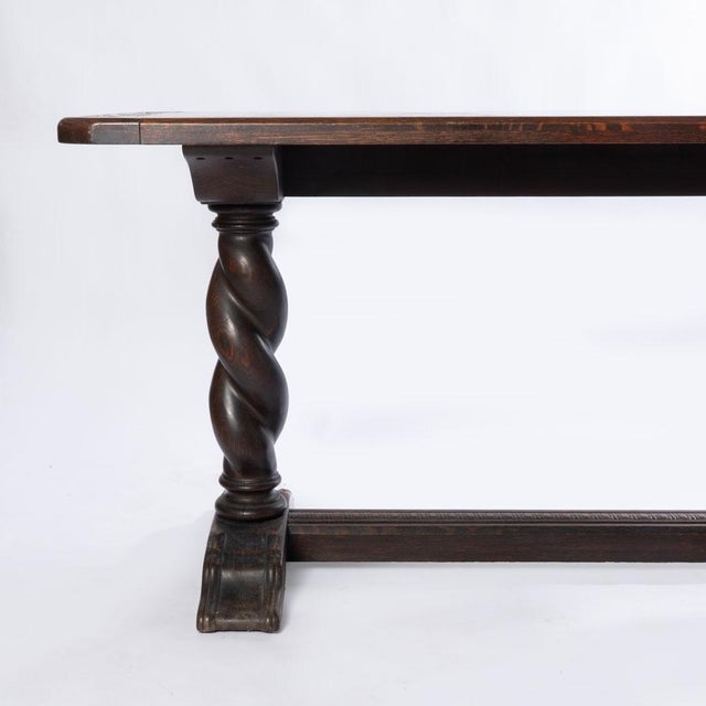 Early 20th Century Early 20th Century Carved Oak Barley Twist Hall Table Made by Flints Fine Furniture New York For Sale - Image 5 of 10