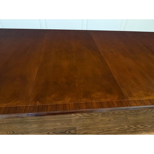 Leighton Hall Furniture Traditional Banded Mahogany Dining Table by Leighton Hall - Showroom Sample For Sale - Image 4 of 13
