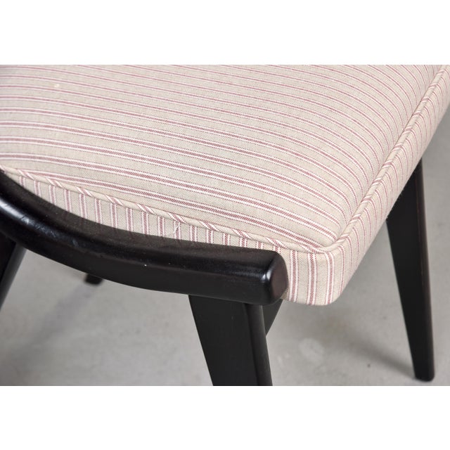 Mid Century Upholstered English Klismos Dining Chairs With Black Frames - Set 12 For Sale - Image 11 of 12