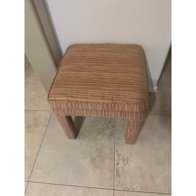 Pair of Mid Century Modern Parsons Style Upholstered Ottomans/ Stools For Sale In Phoenix - Image 6 of 12