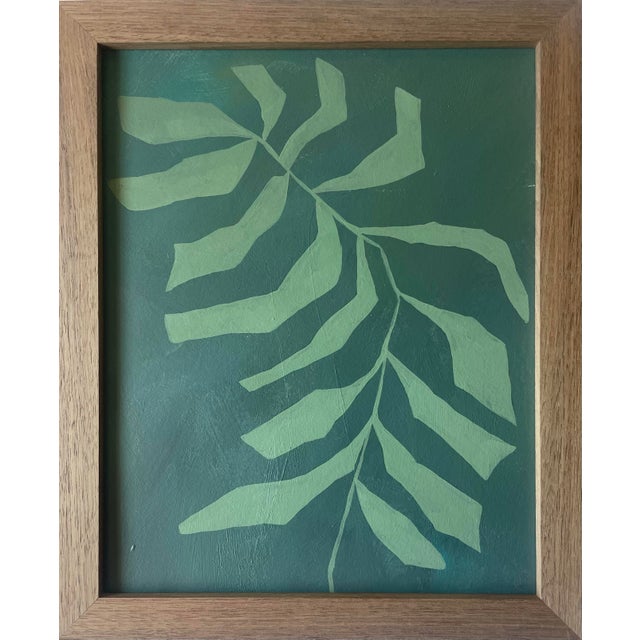 Contemporary 2026 Contemporary Set of Nine Abstract Fern Paintings on Paper Framed in Walnut Frames by Artist r.k. Red For Sale - Image 3 of 11