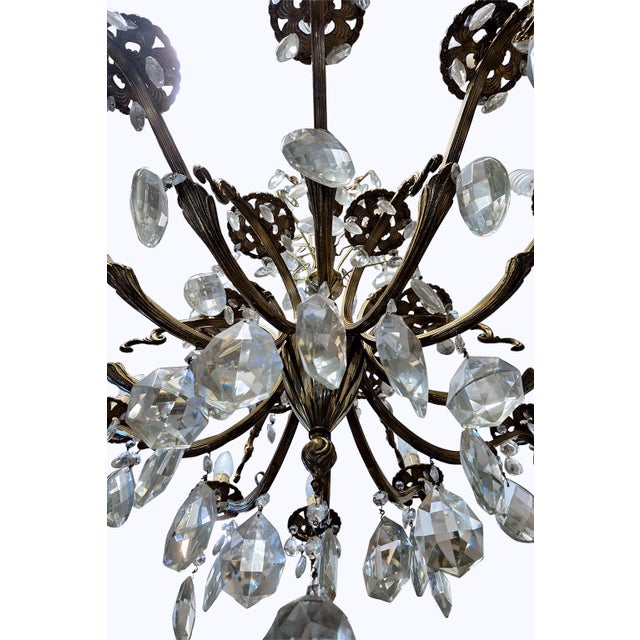 Metal Eighteen-Light King Umberto of Savoy Chandelier in Bronze and Crystal, 1890s For Sale - Image 7 of 14