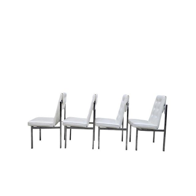 White Mid-Century Modern Cal-Style Furniture Mfg. Chrome High Back Dining Chairs – Set of 6 For Sale - Image 8 of 12