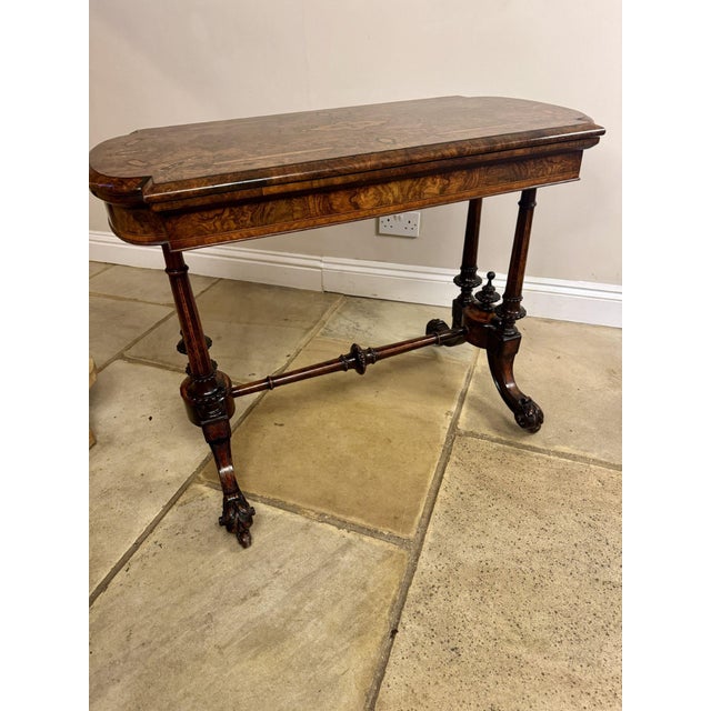 Mid 19th Century Antique Victorian Burr Walnut Card Table, 1860 For Sale - Image 5 of 13
