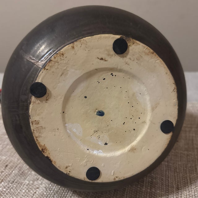 1970s Vase -- Large Brown Glazed Vase With Fluted Top For Sale - Image 5 of 7