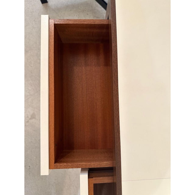 Bespoke Parchment and Mahogany Console With Three Drawers For Sale - Image 12 of 12