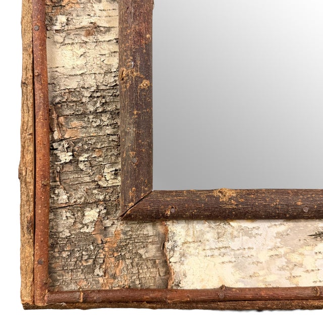 Vintage American Birch Bark Framed Mirror For Sale - Image 9 of 11