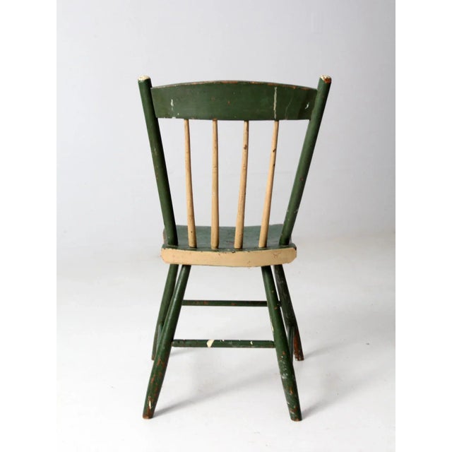 Antique Primitive Painted Plank Seat Chair For Sale - Image 4 of 11