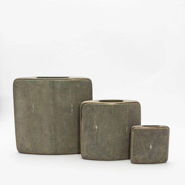 Shagreen Vase With Brass Details by R&y Augousti For Sale - Image 9 of 9
