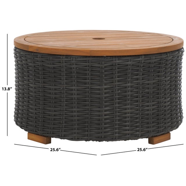 Transitional Anguilla Wicker Storage Outdoor Coffee Table, Dark Grey For Sale - Image 3 of 9