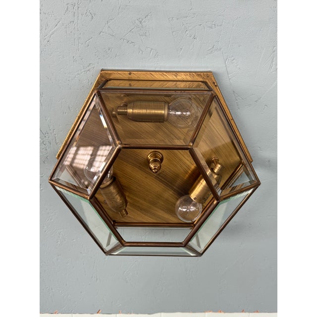 Vintage Italian Hexagonal Ceiling Lamp, 1950s For Sale - Image 8 of 11