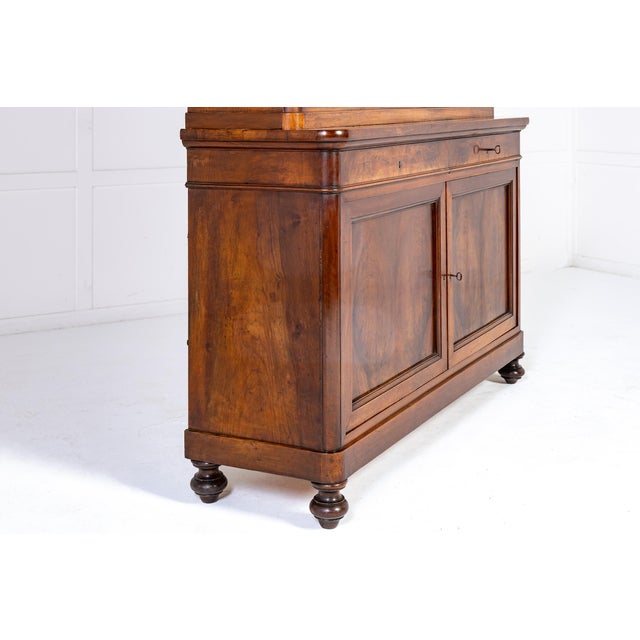 Large Antique Italian Walnut Bookcase, 1800s For Sale - Image 9 of 12