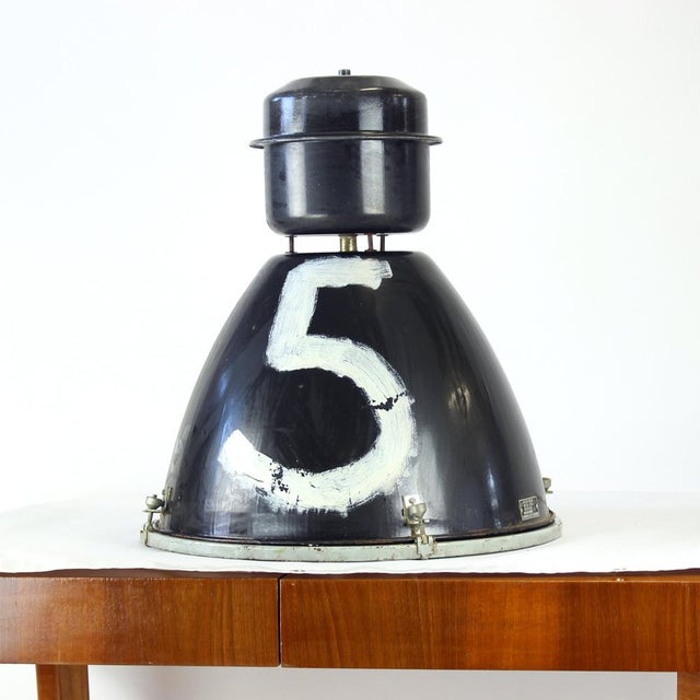 Imposing industrial pendant lights manufactured in the 1960s by elektrosvit, one of the most important lighting producers...