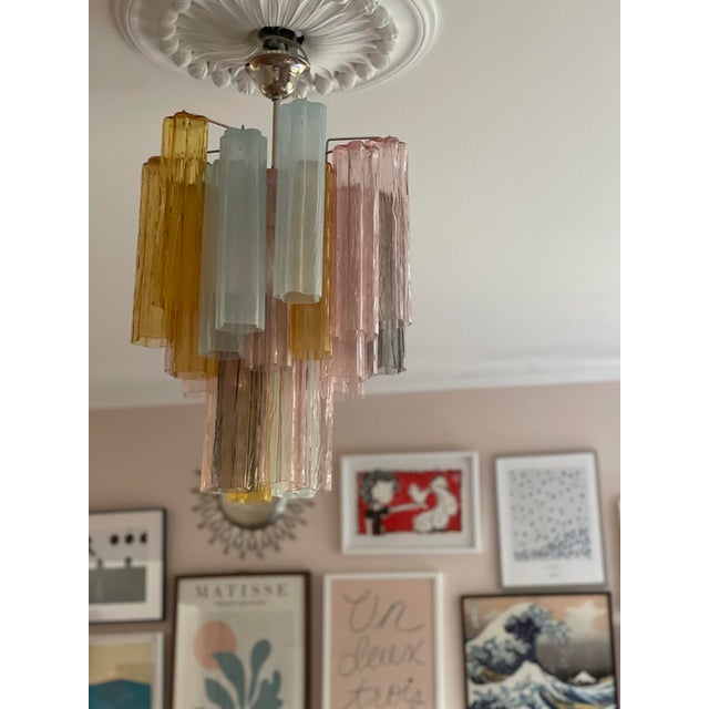 Small Tubular Tutti Frutti Chandelier in Murano Glass For Sale - Image 6 of 6
