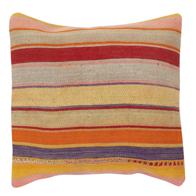 Traditional 20"x20" SET OF 2 - Hand-Woven Kilim Cushion Covers. A pair of Lace Pillow Covers For Sale - Image 3 of 4