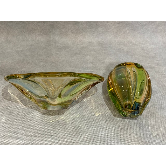 Pizzicato Vase and Bowl attributed to Hana Machovská for Mstišov/Karlovarske Sklo, 1959, Set of 2 For Sale - Image 4 of 11