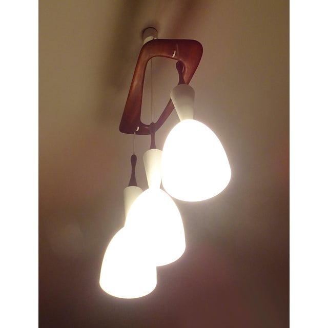 Vintage Pendant Light in Teak and Glass from Rispal For Sale - Image 18 of 18