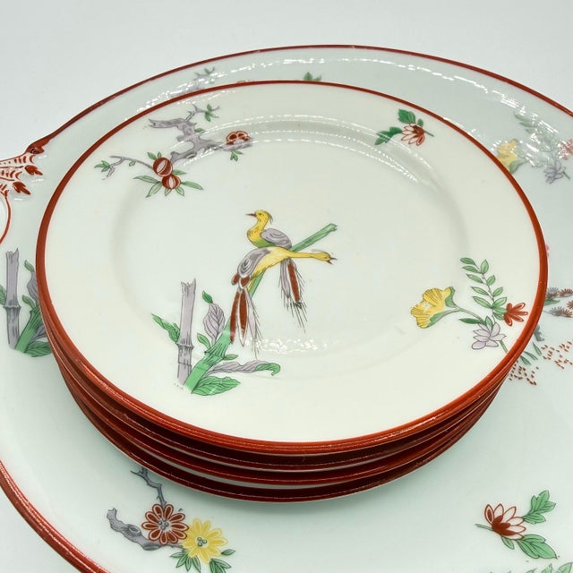 White Antique J. Pouyat Limoges Porcelain Chinoiserie Dessert Service for Wanamaker, 6 Pieces For Sale - Image 8 of 12