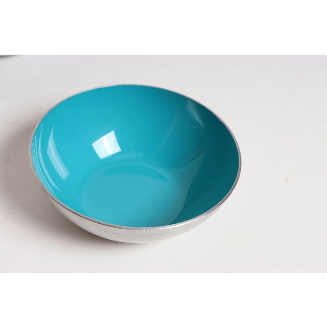 Set of Twelve Small Danish Modern Enamel and Brushed Aluminum Snack Bowls For Sale - Image 11 of 18