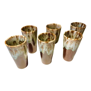 Vintage Harker Lava Glazed Highballs, Set of Six