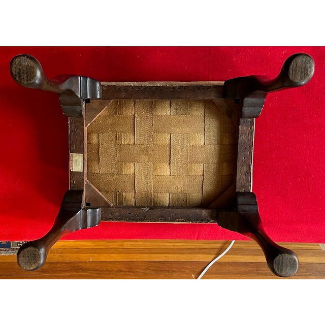 Antique 19th Century Georgian Mahogany Stool With Needlework Petit Point Cover For Sale - Image 4 of 9