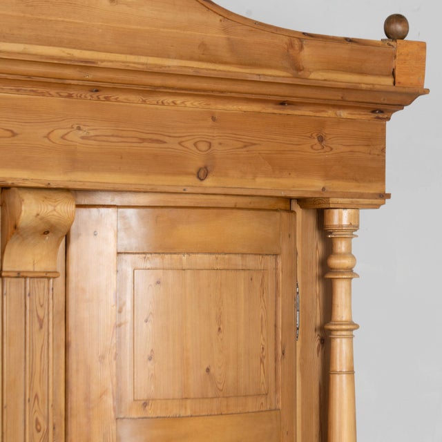 19th Century Large Danish Pine Armoire With Two Bowfront Doors For Sale - Image 6 of 11