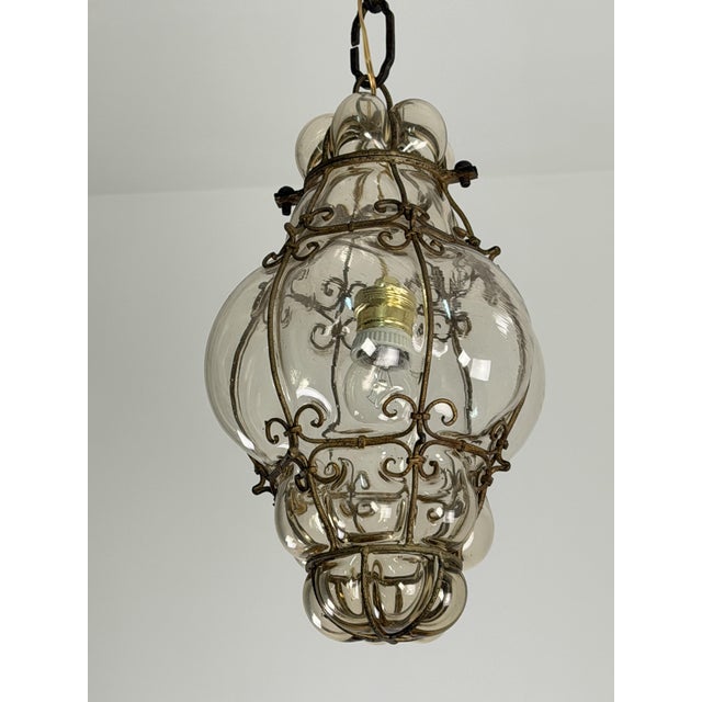 Mid-Century Venetian Lantern in Caged Blown Murano Glass, 1940s For Sale - Image 6 of 13