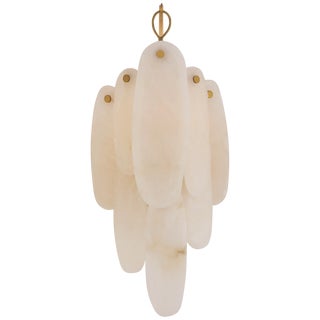 Chapman & Myers for Visual Comfort Signature Cora Medium Waterfall Sconce in Antique-Burnished Brass with Alabaster For Sale