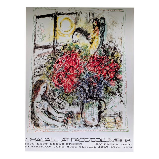 Large Lithograph Poster from Marc Chagall, 1974 For Sale