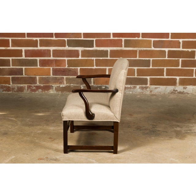 Brown English 1900s Wooden Child's Chair with Serpentine Arms and Custom Upholstery For Sale - Image 8 of 12