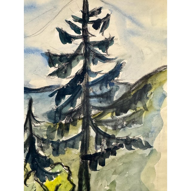 Rustic Henry Emil Salloch Original Watercolor on Paper Mountain Landscape Study, 1931. For Sale - Image 3 of 6