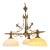 Vintage Neoclassical Brass Three-Light Billiard Chandelier With Alabaster Glass Shades For Sale