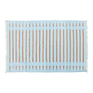Amritsar Rug, 4' x 6', Light Blue and Terra Cotta For Sale