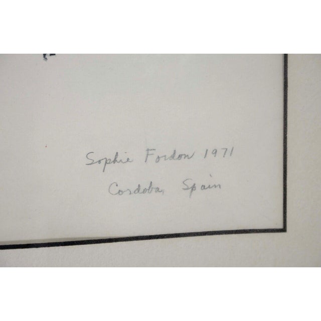 Black Sophie Fordon Cordoba Spain 1971 Signed Modernist Watercolor Drawing Framed For Sale - Image 8 of 8