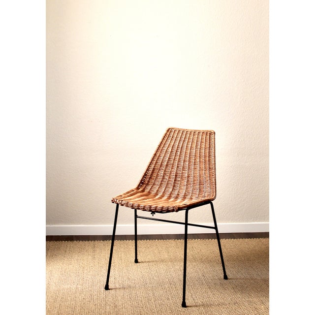 Basket Chair in Rattan and Black Metal by Gian Franco Legler, 1950s For Sale - Image 6 of 6