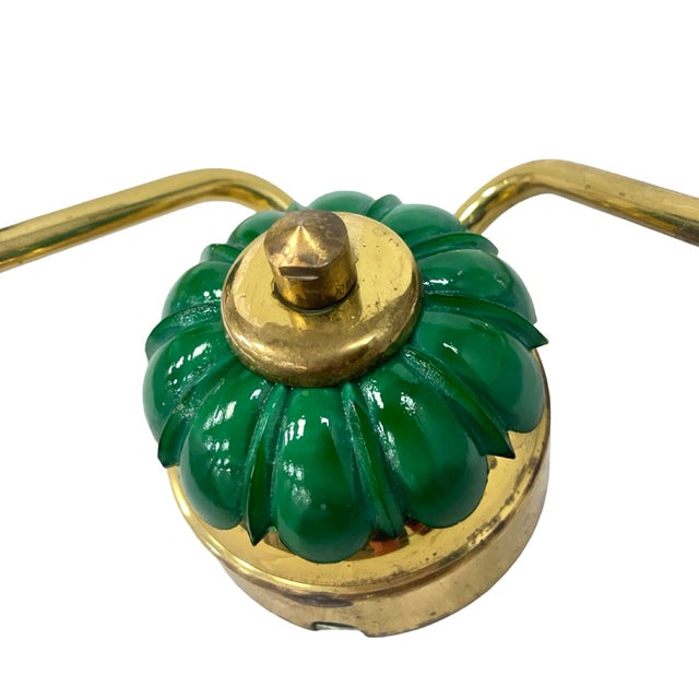 1970s Preciosa Double Wall Lamp | Czechoslovakia 1980s | Malachite Glass | Brass | E14 For Sale - Image 5 of 14