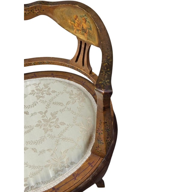 19th Century French Louis XV Style Hand-Painted Romantic Armchair For Sale - Image 13 of 14