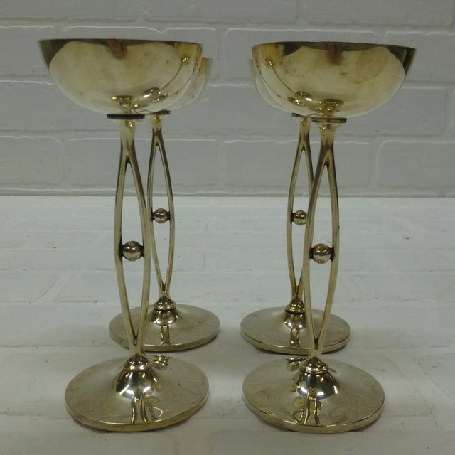 Deco Silver Cordial Small Goblets Shot Glass Set For Sale - Image 4 of 10