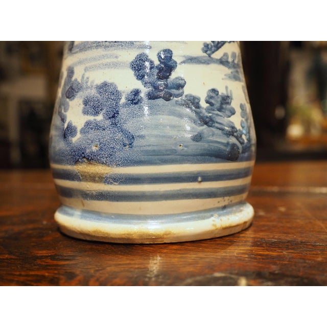 Italian Blue and White Albarello Jar With Cartouche and Landscapes, 19th C For Sale In Dallas - Image 6 of 12