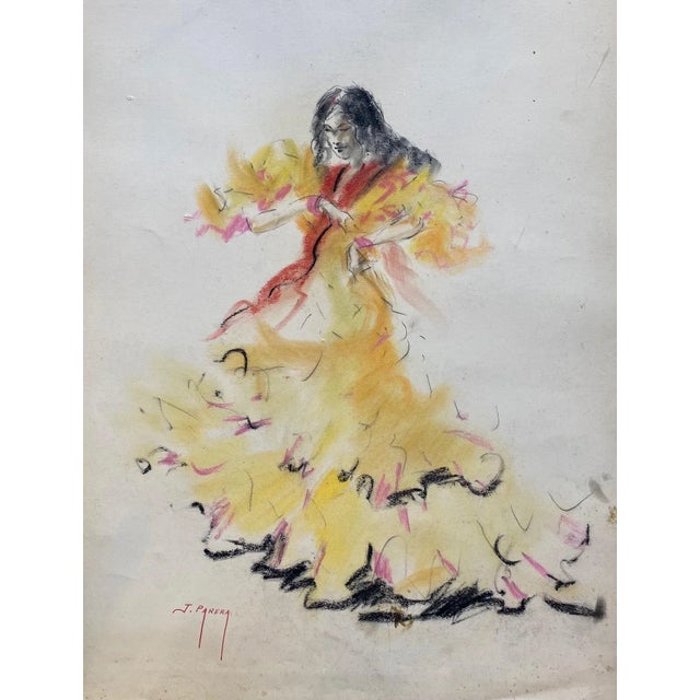José Parera, Danseuse de flamenco, 1970, Oil Stick on Paper For Sale - Image 6 of 6