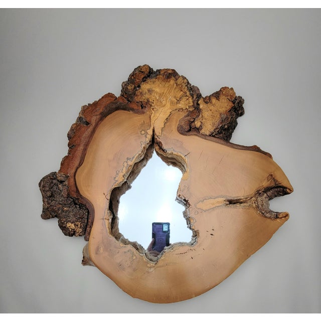Beautiful live edge, rustic, homestead burlwood wall mirror. The organic live edge is in the style of George Nakashima and...