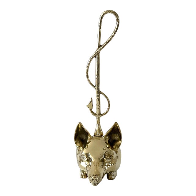 Vintage Brass Fox Head Doorstop For Sale