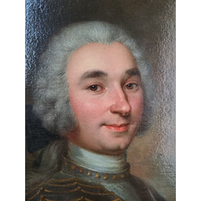 Antique 18th Century French Oil Painting Portrait of a Gentleman in Armor For Sale - Image 4 of 14